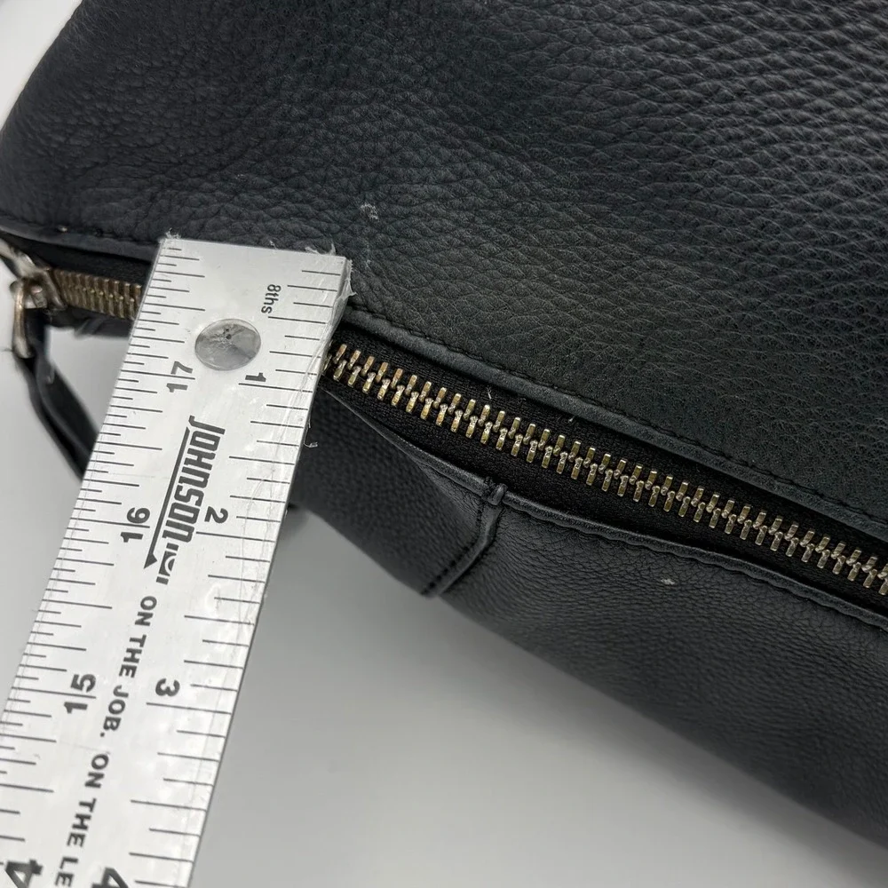 Isaac Mizrahi Hobo Bag Womens Large Black Pebbled Leather Tassel Shoulder Bag